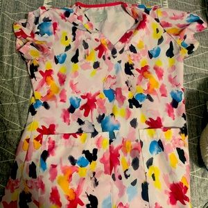 Fun multi-colored scrub top!